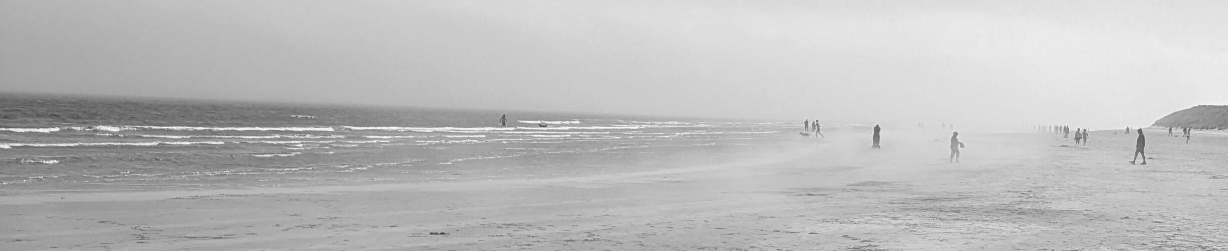 Sea fret on the beach, Bamburgh, Northumberland